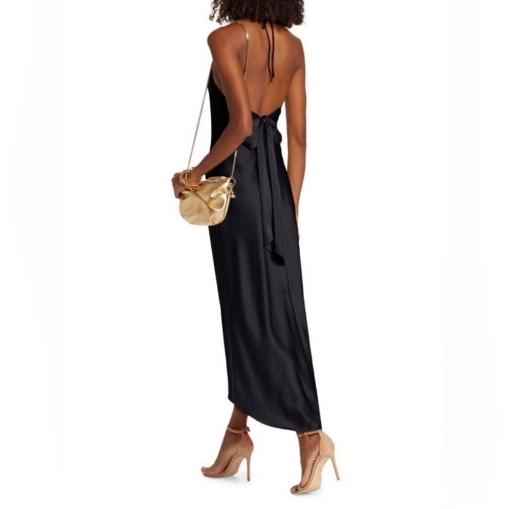 Alice + Olivia Rayni Midi Black Dress Size 6 - Picture 3 of 12
